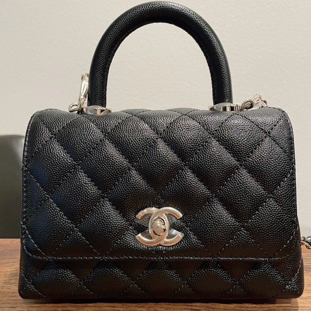 Chanel Coco handle black caviar extra mini